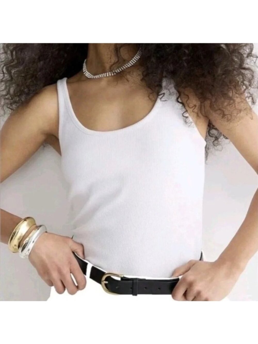 NWT J.Crew Racerback Tank Top Sz S White Fine Rib Shelf Bra Scoopneck Stretch